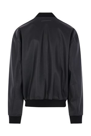 Giacca varsity nera realizzata in morbida ecopelle MM6 MAISON MARGIELA | SH0AM0080M35740900